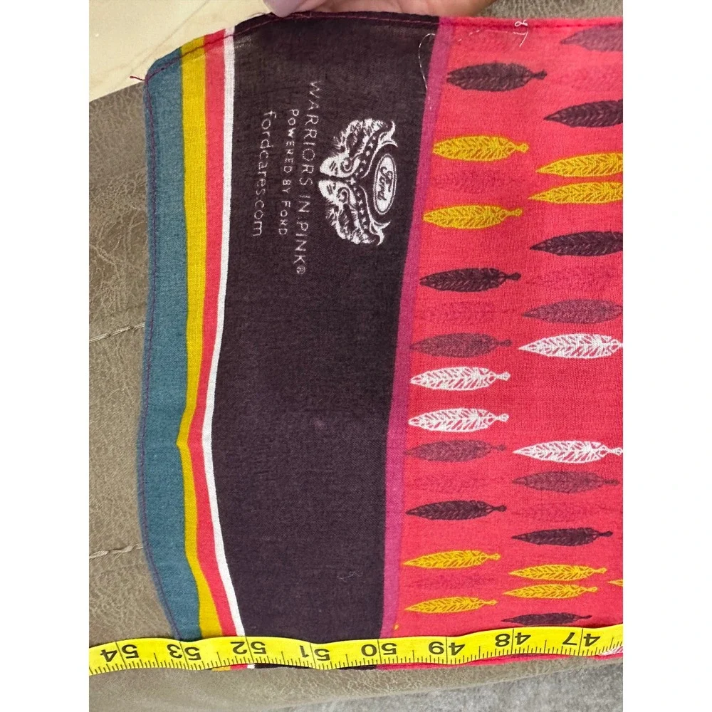 Ford Warriors In Pink Scarf Geometric Feather Print Breast Cancer Awareness